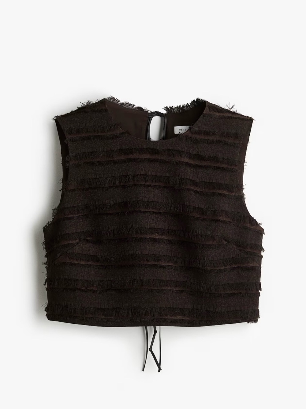 H&M Black Sleeveless Fringed Crop Top